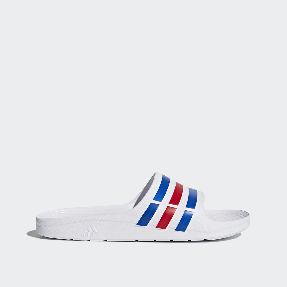 Adidas Duramo Slides - παντοφλες γυναικεια - Ασπρα/Μπλε/Κοκκινα,Μέγεθος: EU 36 – 54 2/3 (121HNTDY)